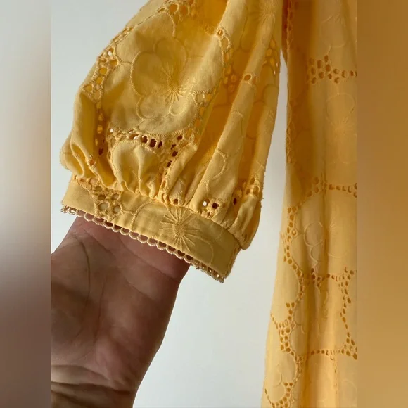 Rachel Parcell Buttercup Puff Sleeve Eyelet Fit & Flare Dress 100% Cotton - Picture 6 of 14